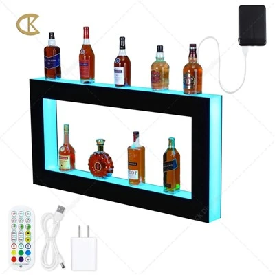 Acrylic LED Lighted Liquor Bottle Display Bar Shelf